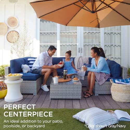 7-Piece Wicker Outdoor Sectional Set with Pillows and Coffee Table T497210