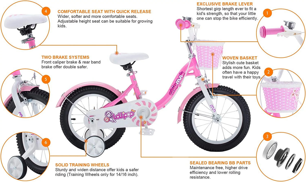 Green 14 Inch Kids Bike with Basket W8354