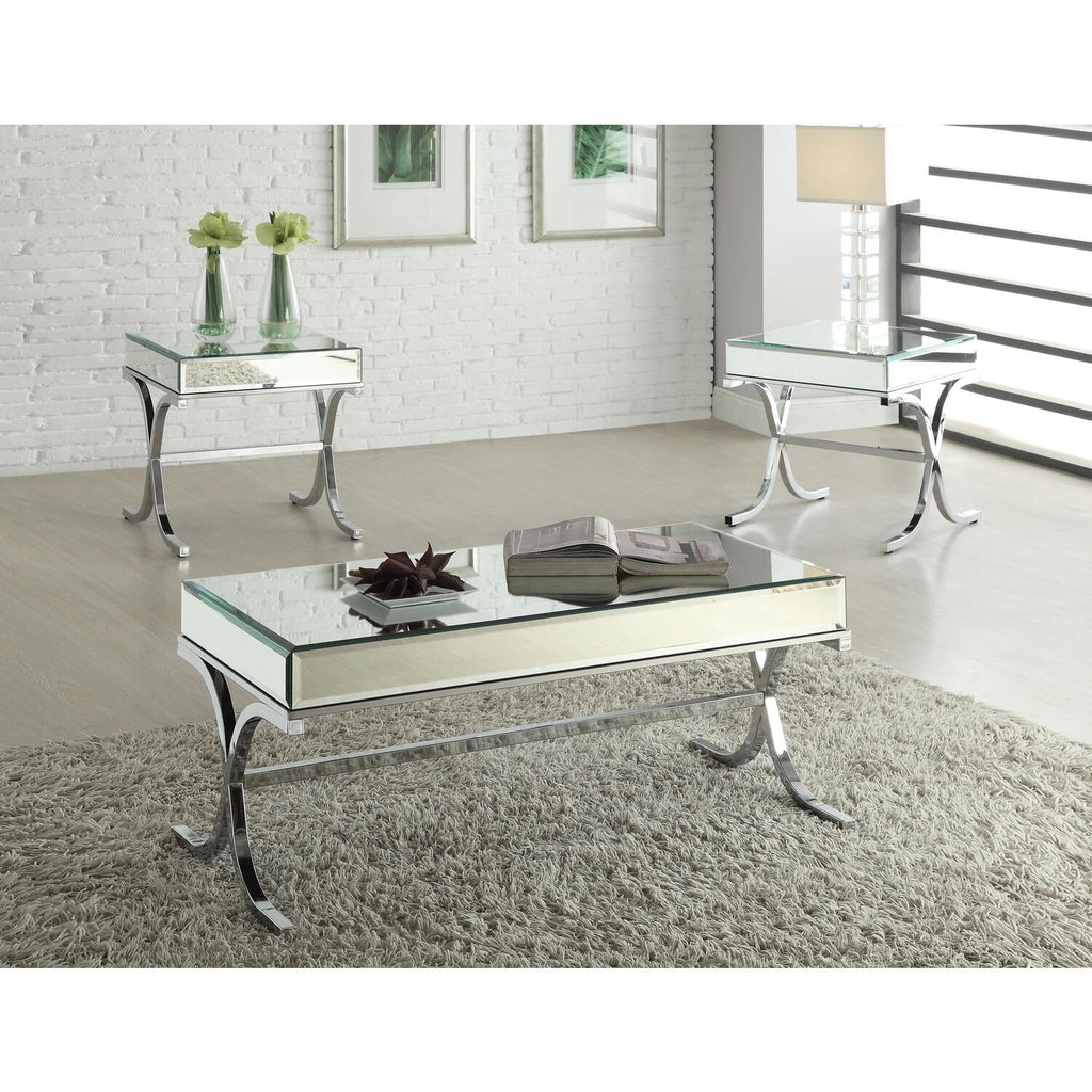 Mirrored Top Chrome Coffee Table T3020