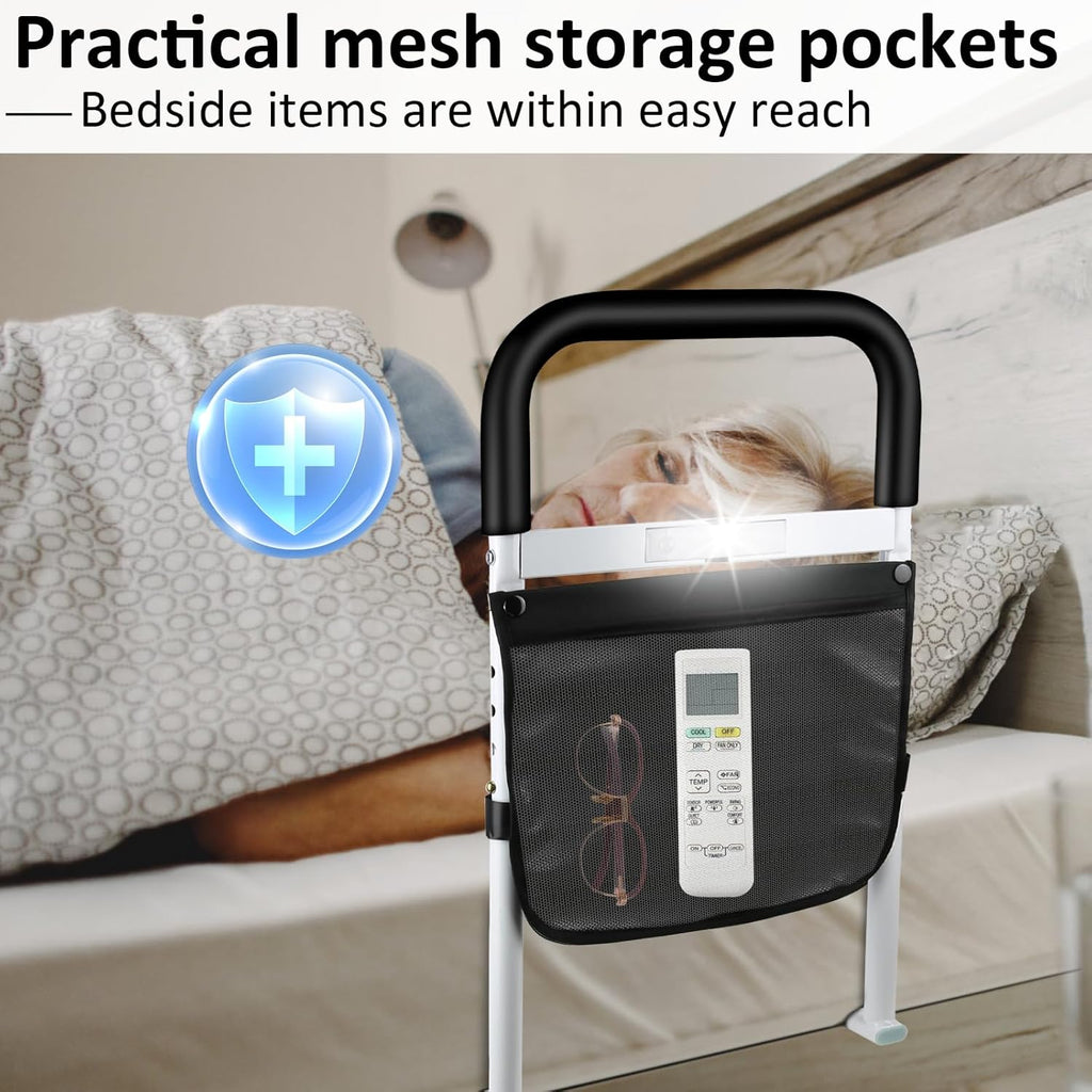 Adjustable Bed Rails with Motion Light Storage Pocket A340