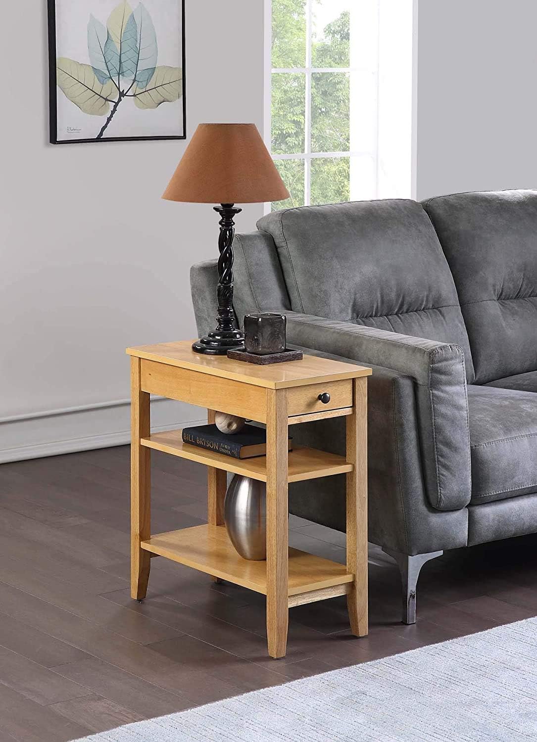 Natural Three Tier End Table With Drawer F2990