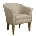 Cream and Brown Fabric Upholstered Wooden Accent Chair U285