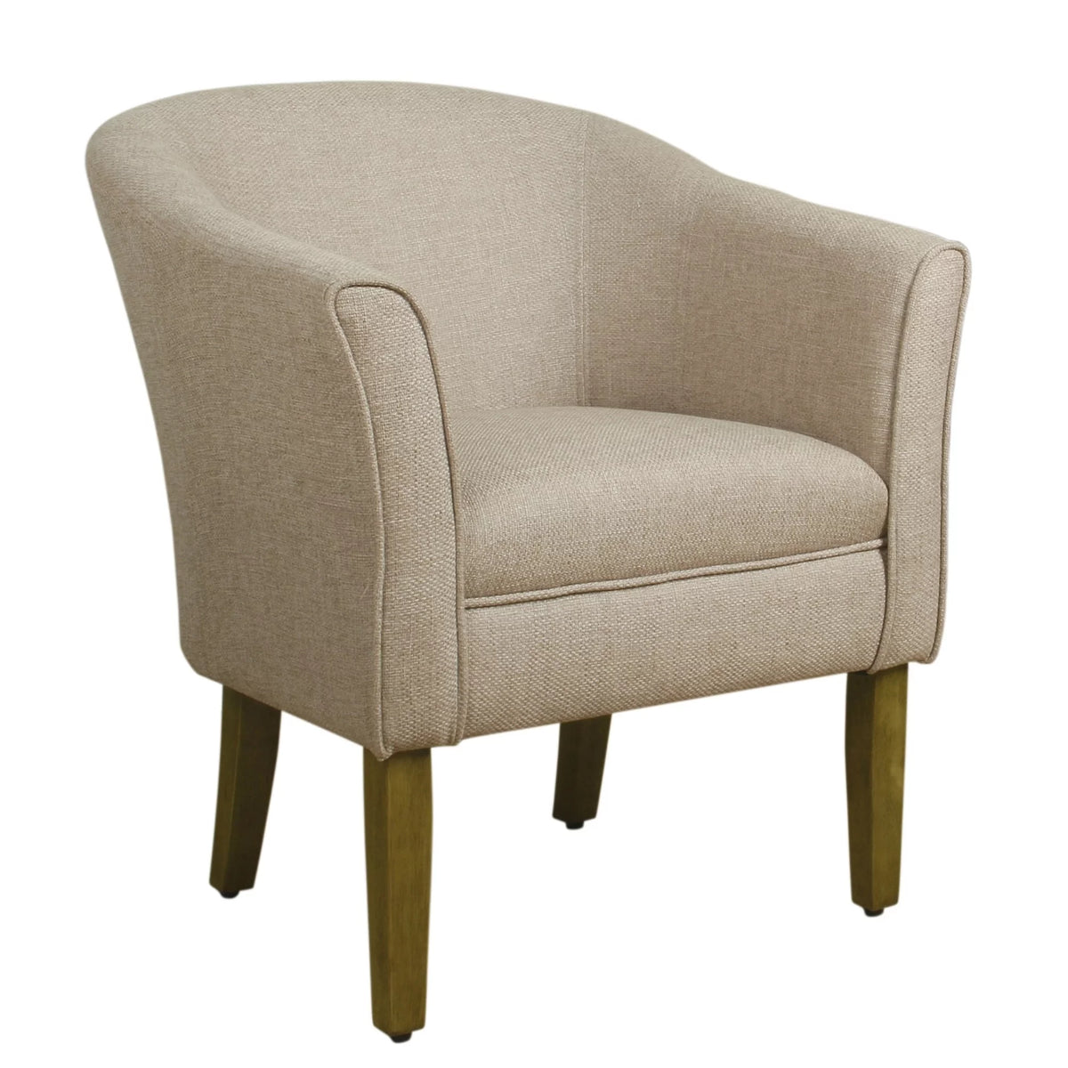 Cream and Brown Fabric Upholstered Wooden Accent Chair U285