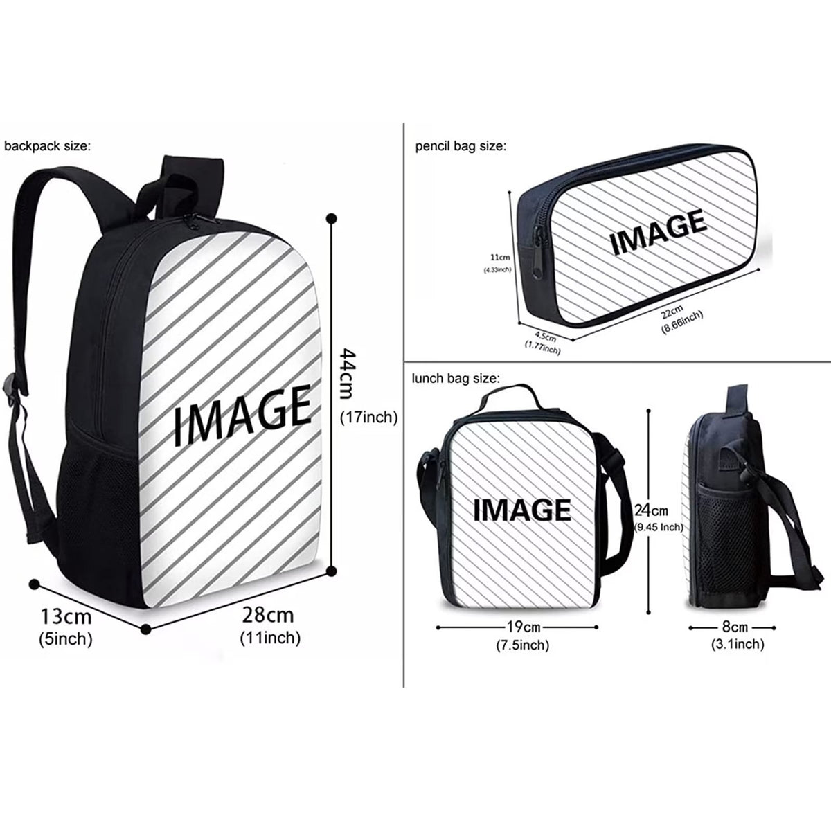 Panda Backpack Set with Lunch Bag and Pencil Case, 3-Pieces Q64994