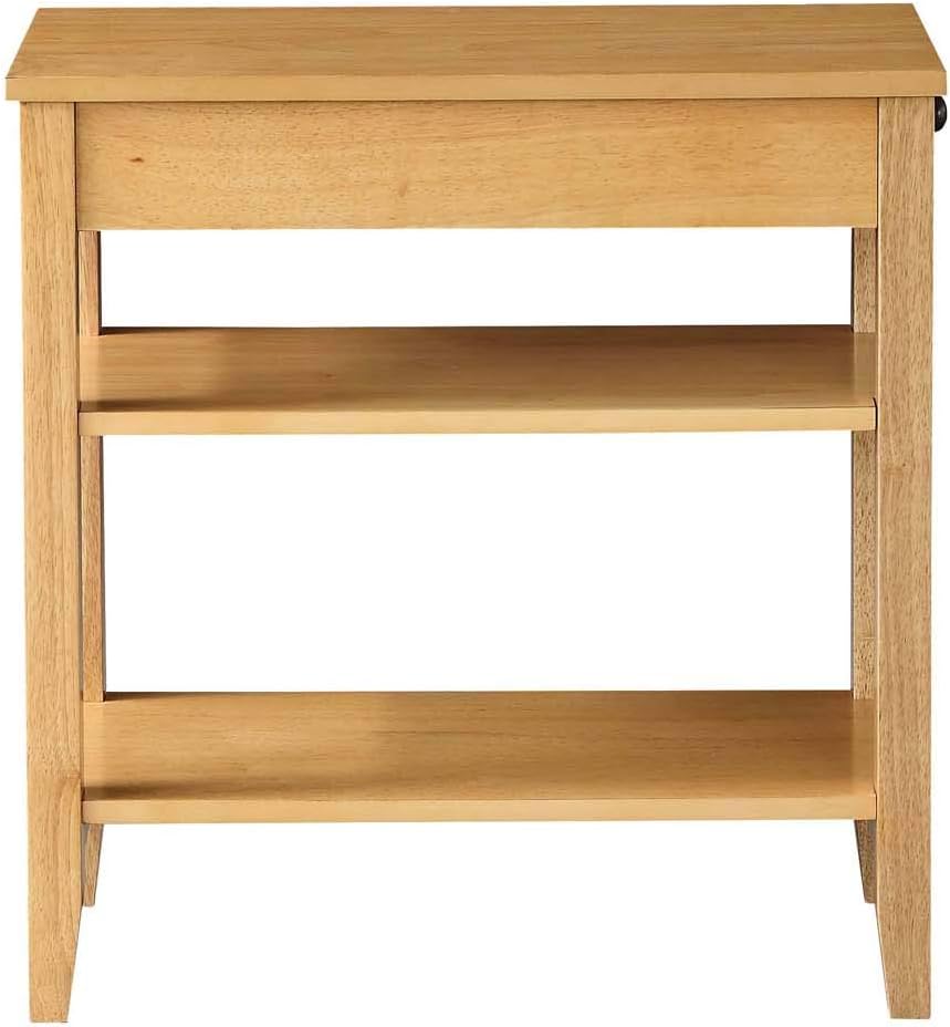 Natural Three Tier End Table With Drawer F2990