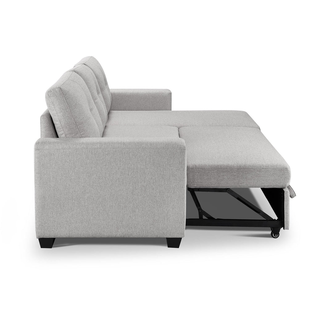 Light Grey L-Shape Pull-Out Sleeper Sectional Sofa X608