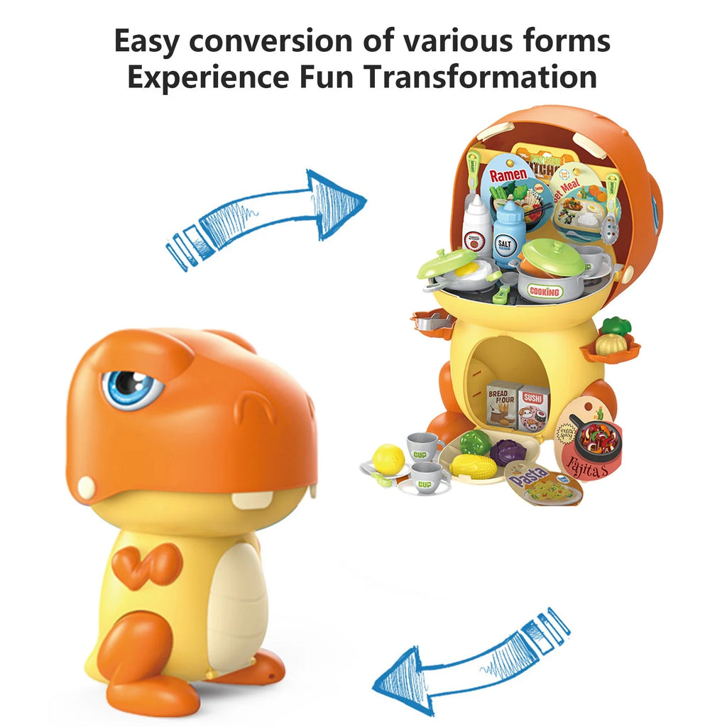 Play House Dinosaur Storage Set Cooking Toy Kitchen Set With Play Food R75614