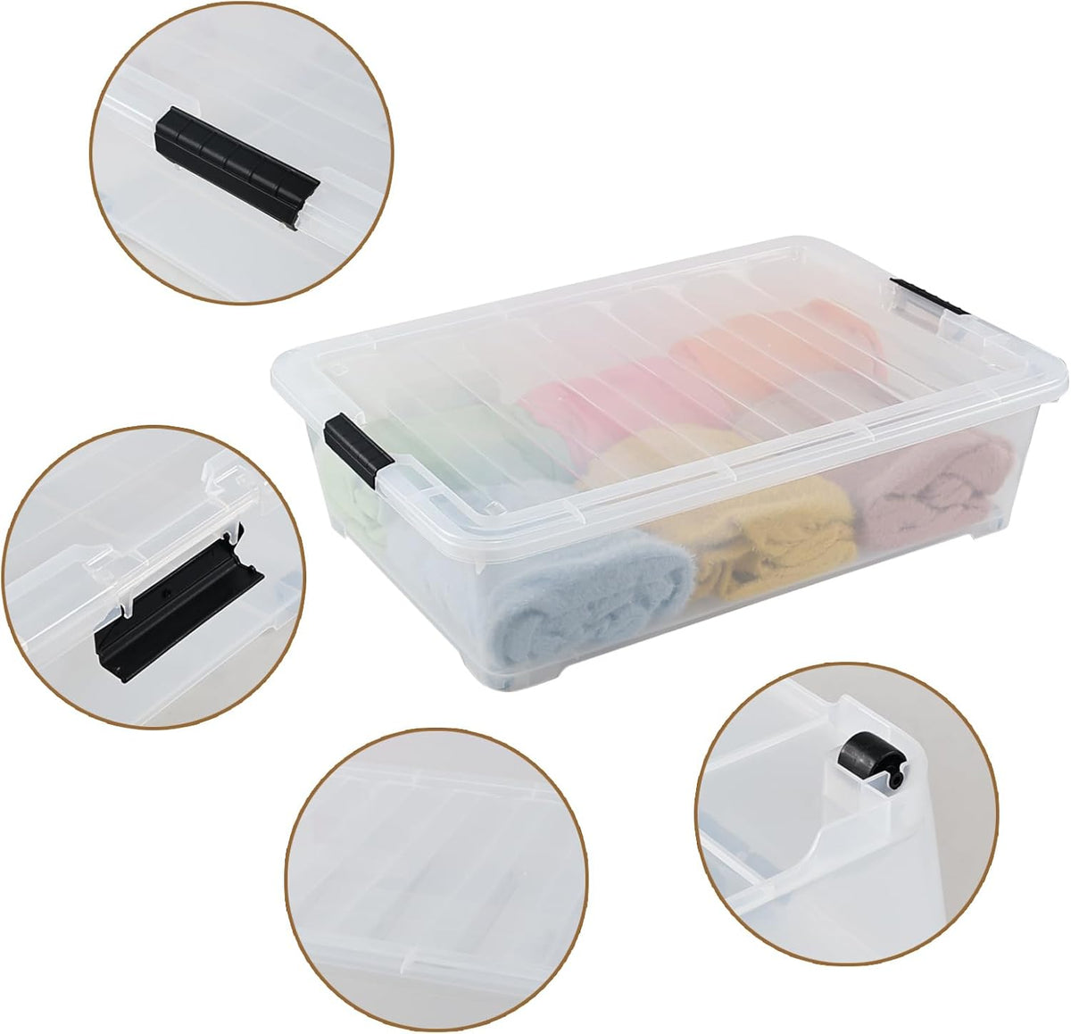 3-Pack 50 Quart Plastic Underbed Storage Bins with Lids E2241