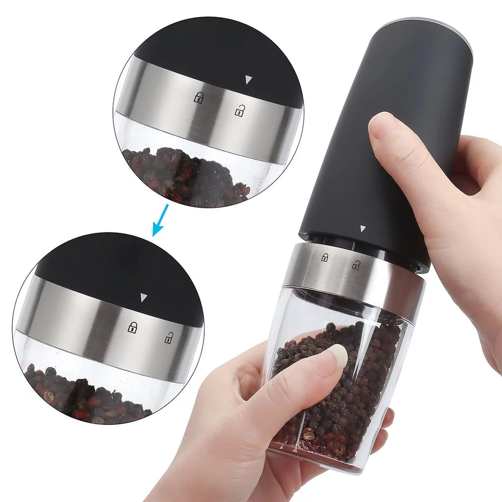 2 Pack Electric Salt and Pepper Grinder Set with Adjustable Coarseness O8877