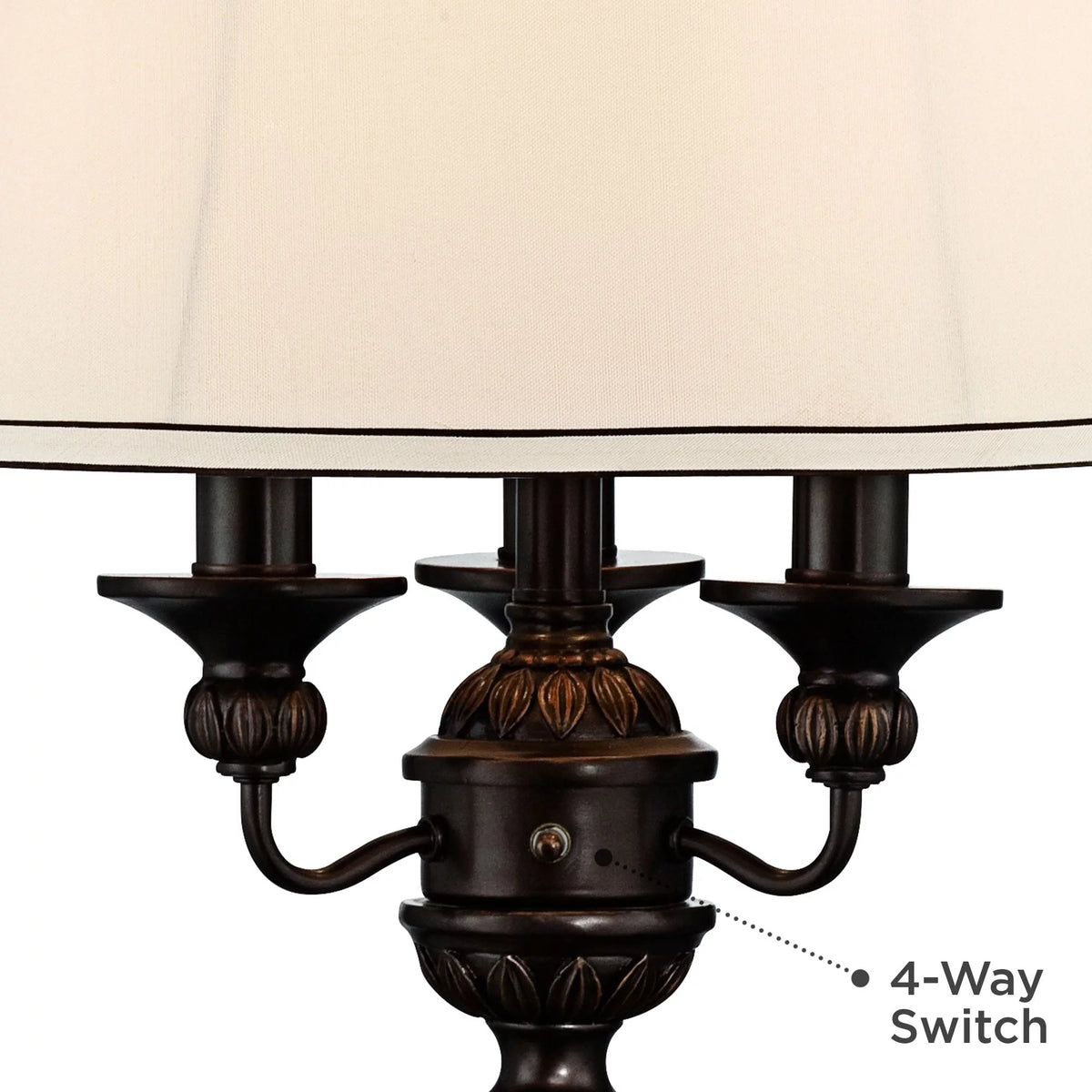 Traditional Table Lamp with White USB Dimmer Cord 37" Tall Bronze Golden Marbleized White Shade I876796
