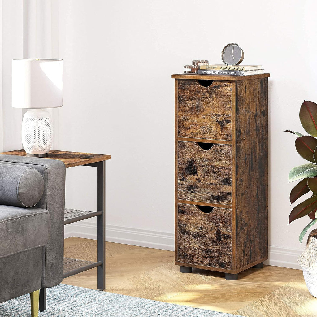 Rustic Brown 3 Drawer Storage Cabinet Y141637