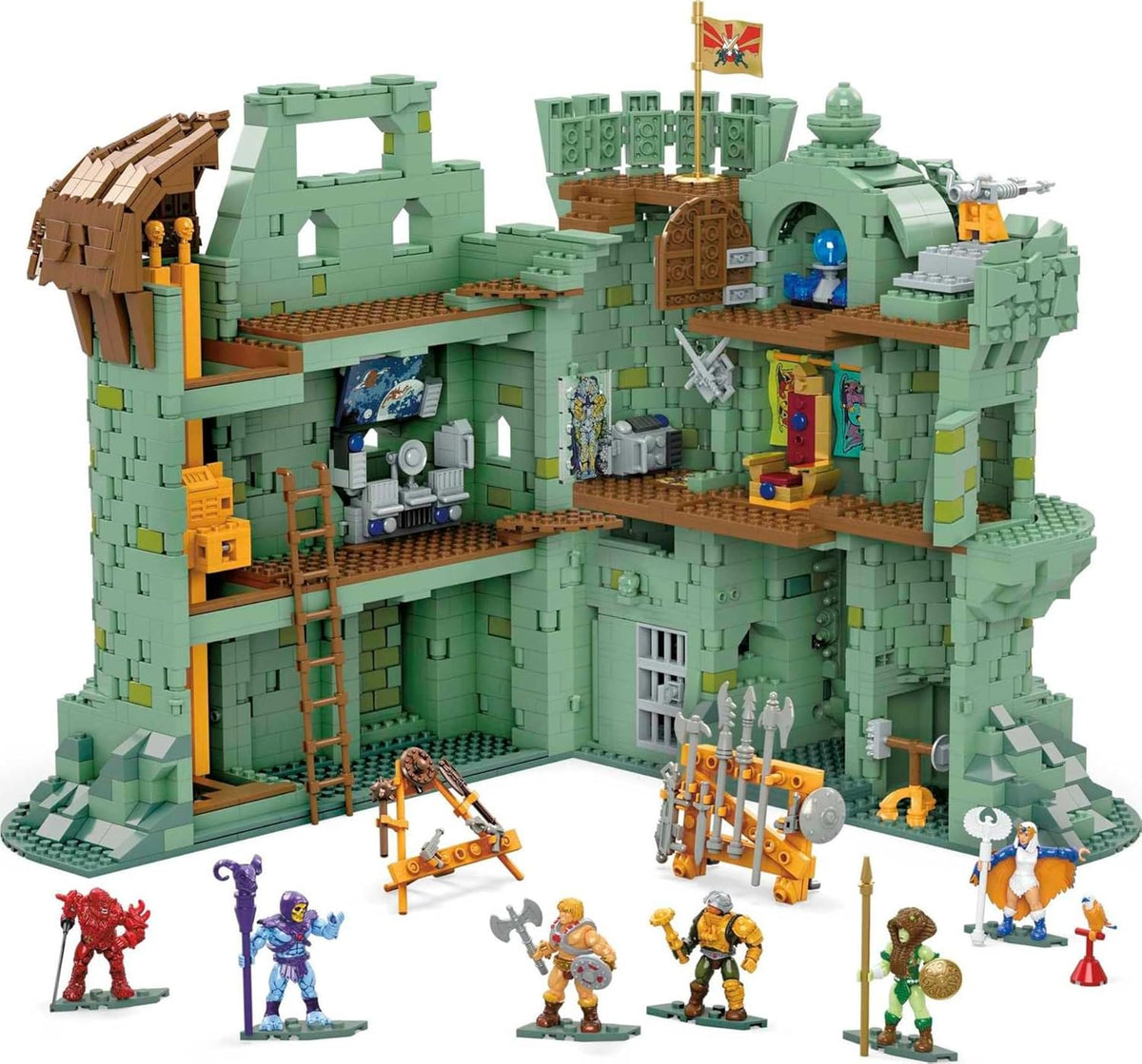 Castle Grayskull Building Set with 3508 Pieces, 6 Poseable Micro Action Figures, 13+ Inches Tall N38600