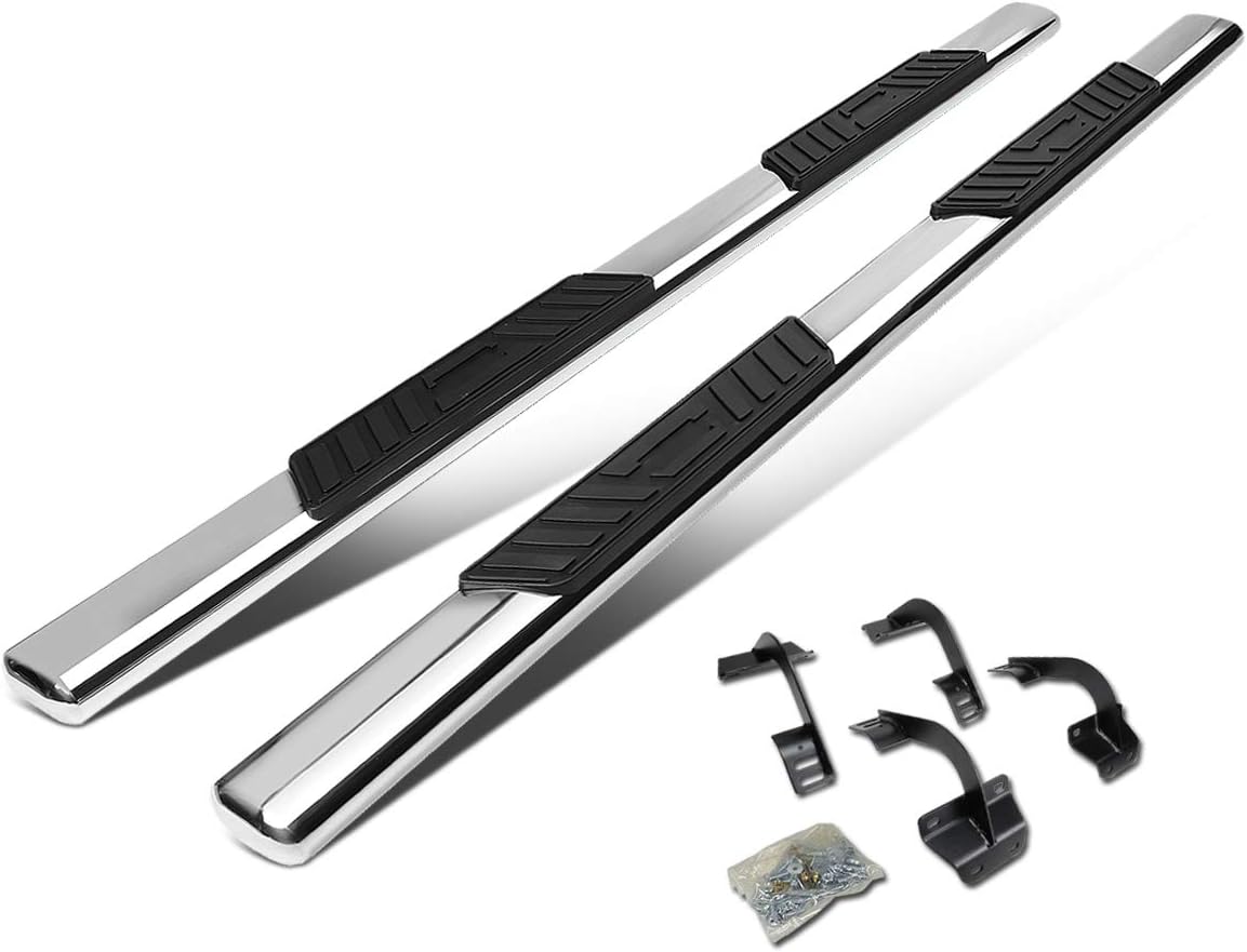5 Inches Oval Tubing Side Step Nerf Bar Running Board Stainless Steel Polished Chrome P52284