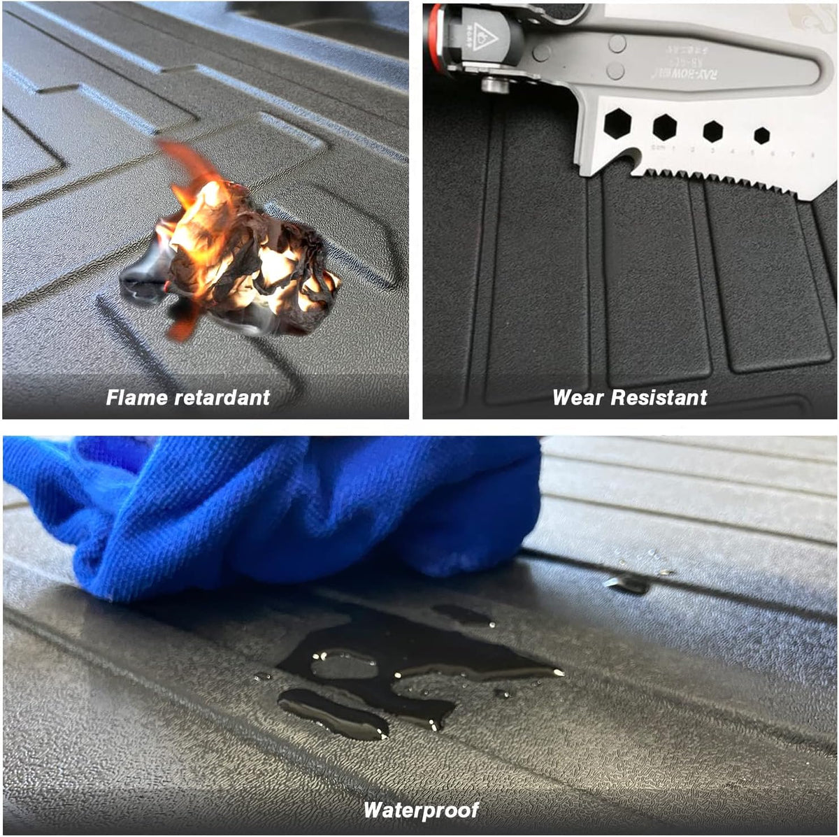 Black All Weather Waterproof TPV Rear Trunk Cargo Mat, Pack of 2 D546914