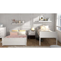 White Wood Twin over Full Bunk Bed with Mattresses T74031