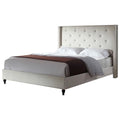 Beige Fabric Upholstered Wingback Platform Bed G698