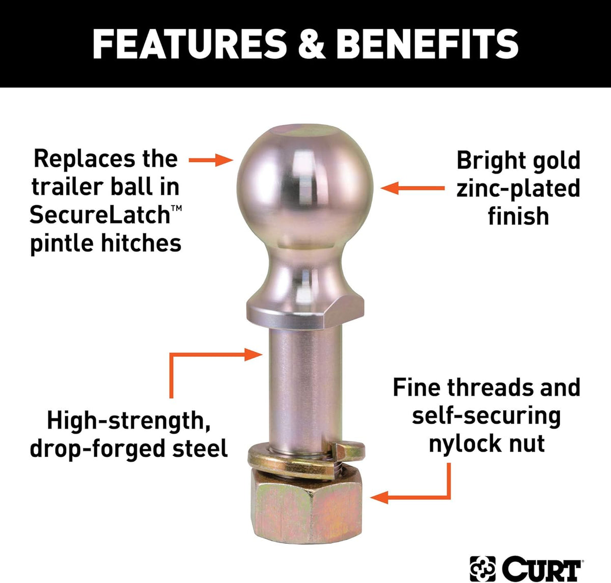 Replacement Pintle Hitch Ball, 2-5/16-Inch, 14,000, 1-1/4-Inch Shank Diameter, Pack of 2 Q437