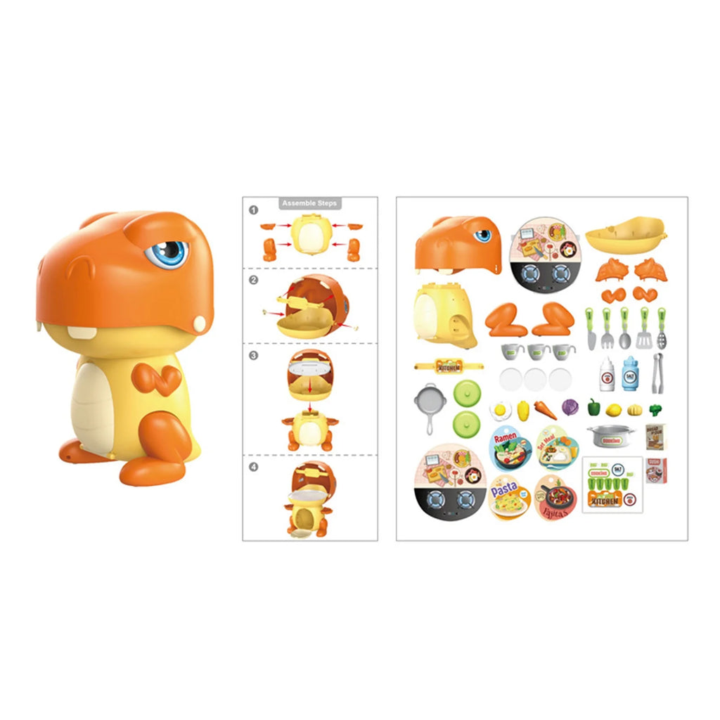 Play House Dinosaur Storage Set Cooking Toy Kitchen Set With Play Food R75614