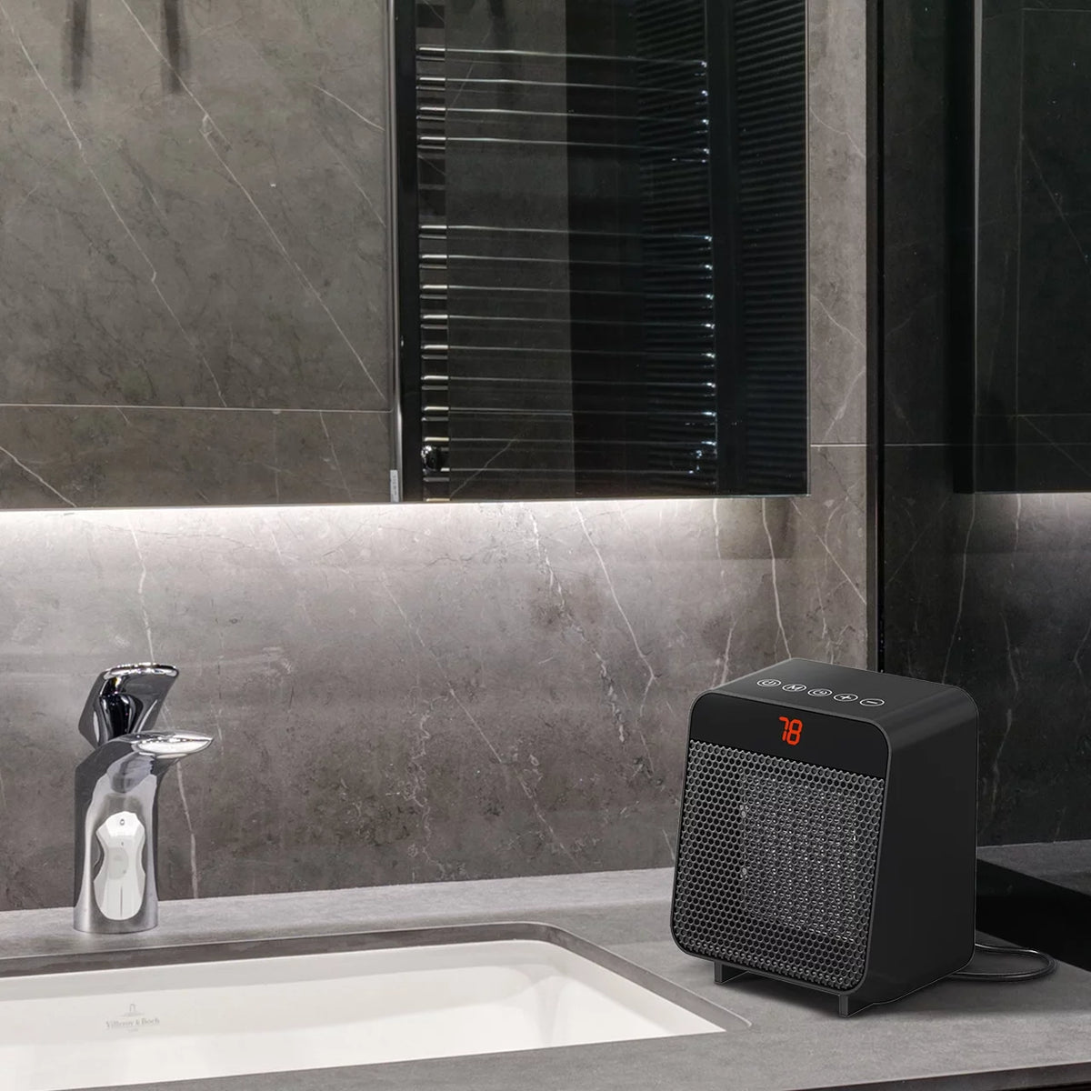 Electric Digital Ceramic Heater 1500W Black U944