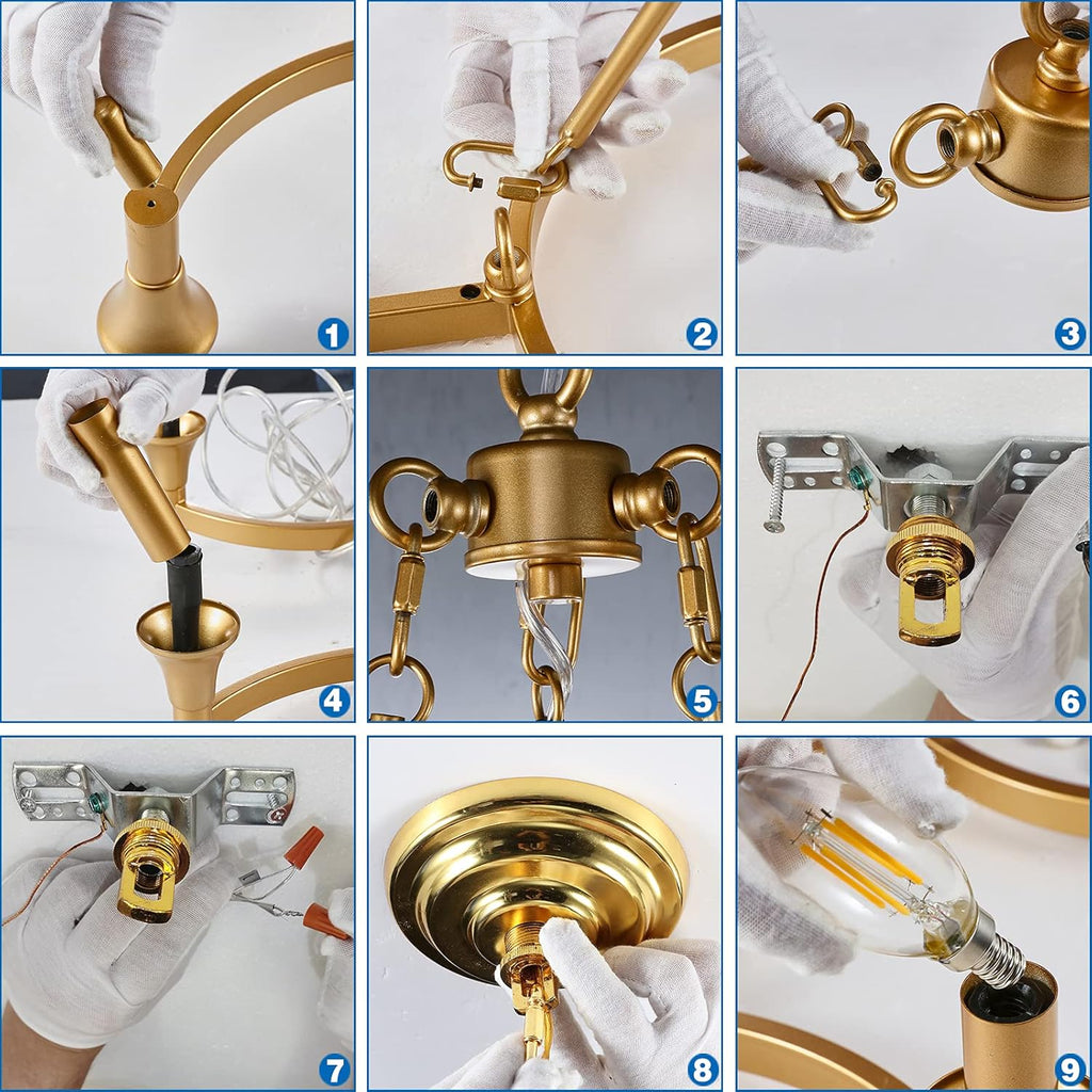 6-Lights Gold Candle-Style Chandelier W79832