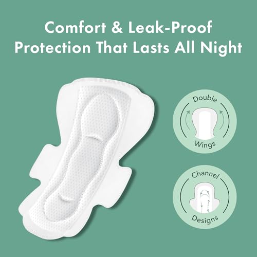 Organic Cotton Cover Pads, Regular Absorbency, Unscented, Ultra Thin Pads with Wings, 56 Total D898726