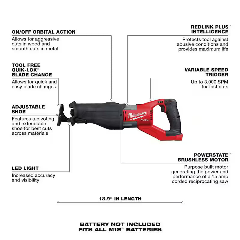 18V Lithium-Ion Brushless Cordless Reciprocating Saw & Bandsaw Z83423