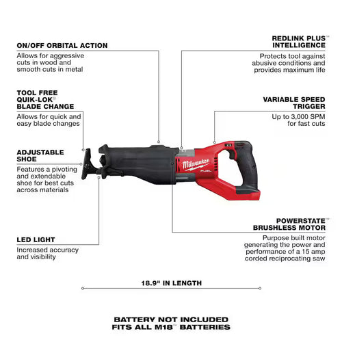 18V Lithium-Ion Brushless Cordless Reciprocating Saw & Bandsaw Z83423