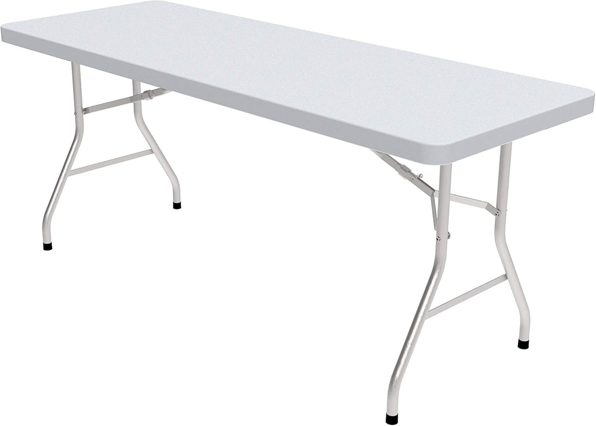 White 4 Foot Folding Utility Table with Carrying Handle A63410