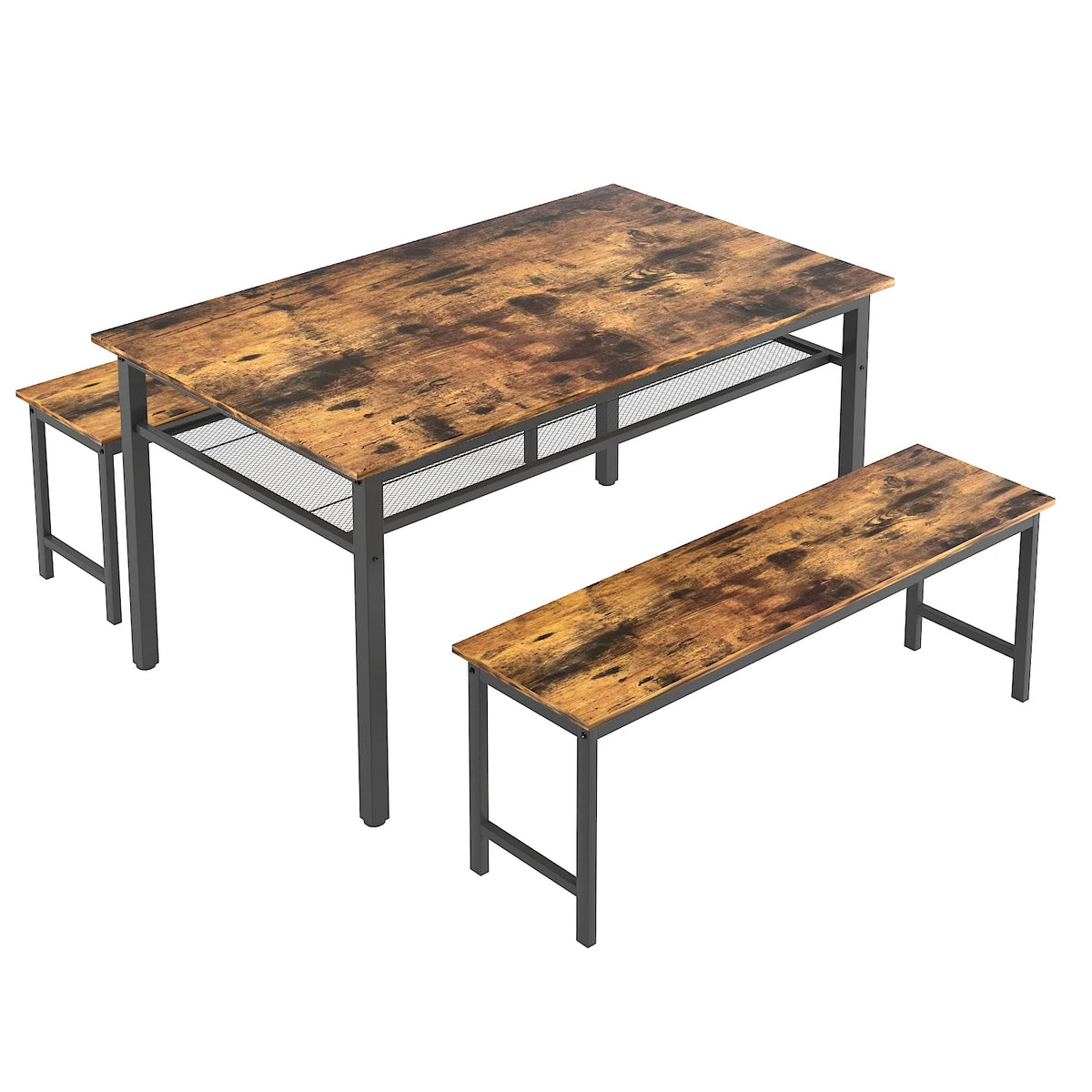 3-Piece 43 Inch Farmhouse Dining Table Set with 2 Benches I98317