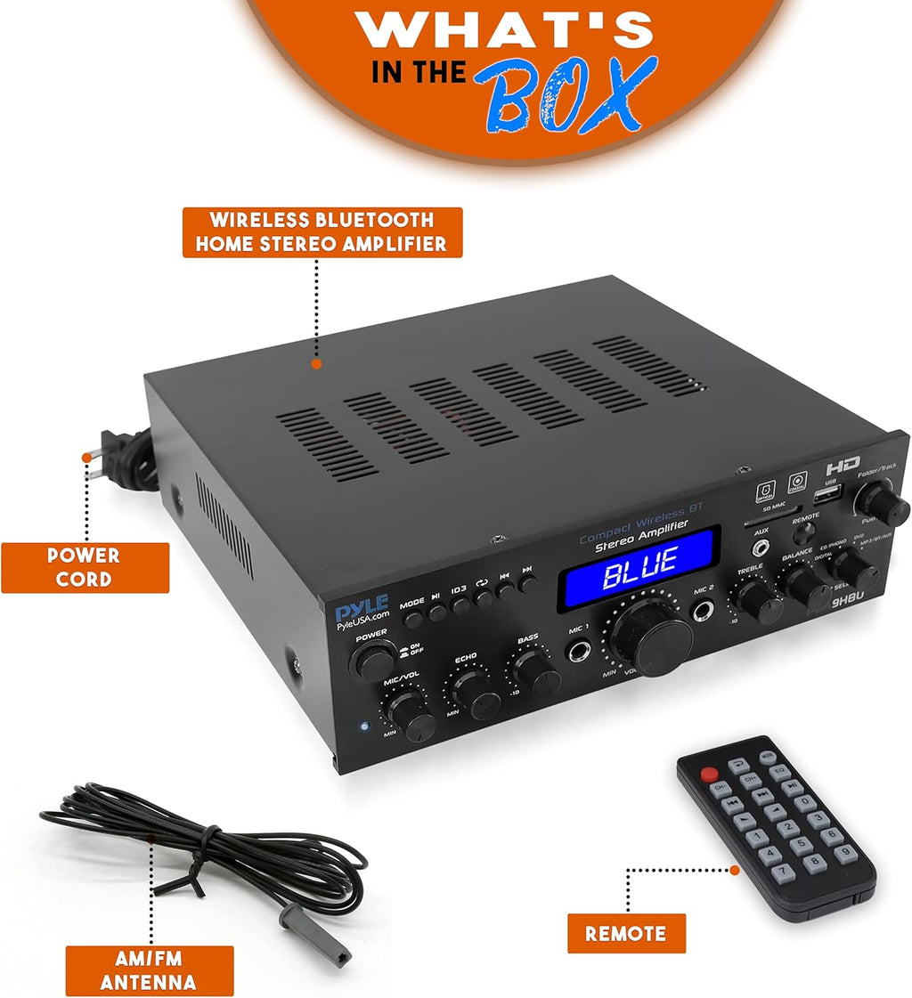 200 Watt Multi-Channel Wireless Bluetooth Home Stereo Amplifier G4998