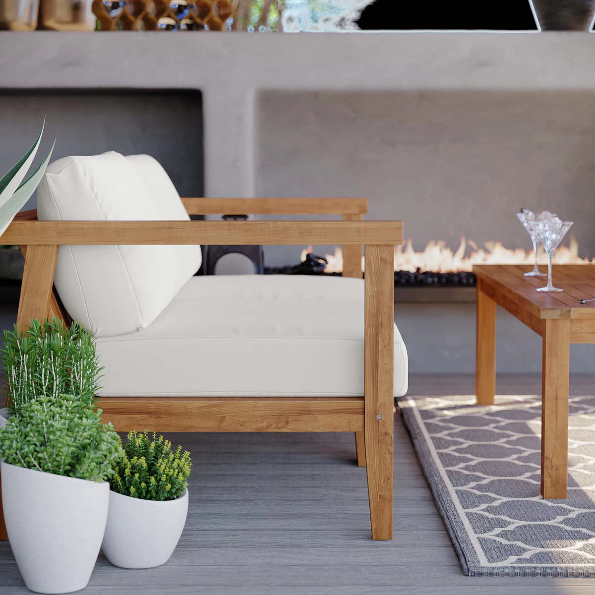 Teak Wood 2-Seater Loveseat J41853