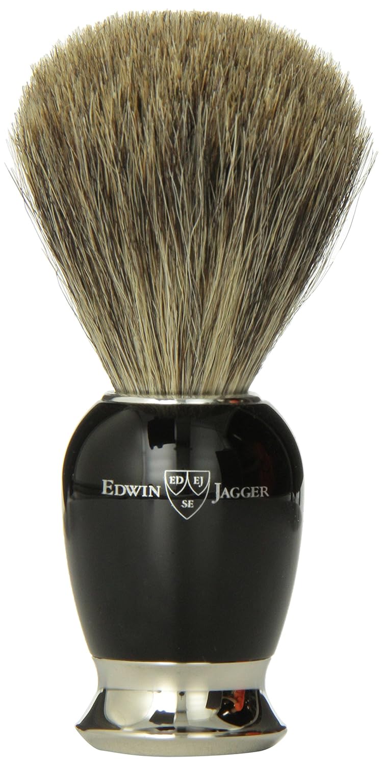 Simulated Horn Pure Badger Hair Shaving Brush with Nickel Plated Collar and End Cap V418696