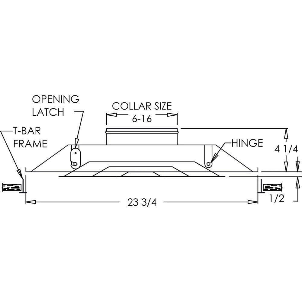 24-inch x 24-inch White Drop Ceiling Air Vent Register with 8-Inch Collar R3733
