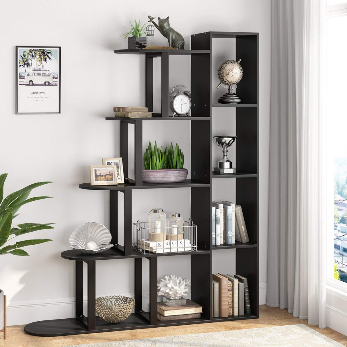 5-Tier Corner Ladder Shelf Rustic Brown H275