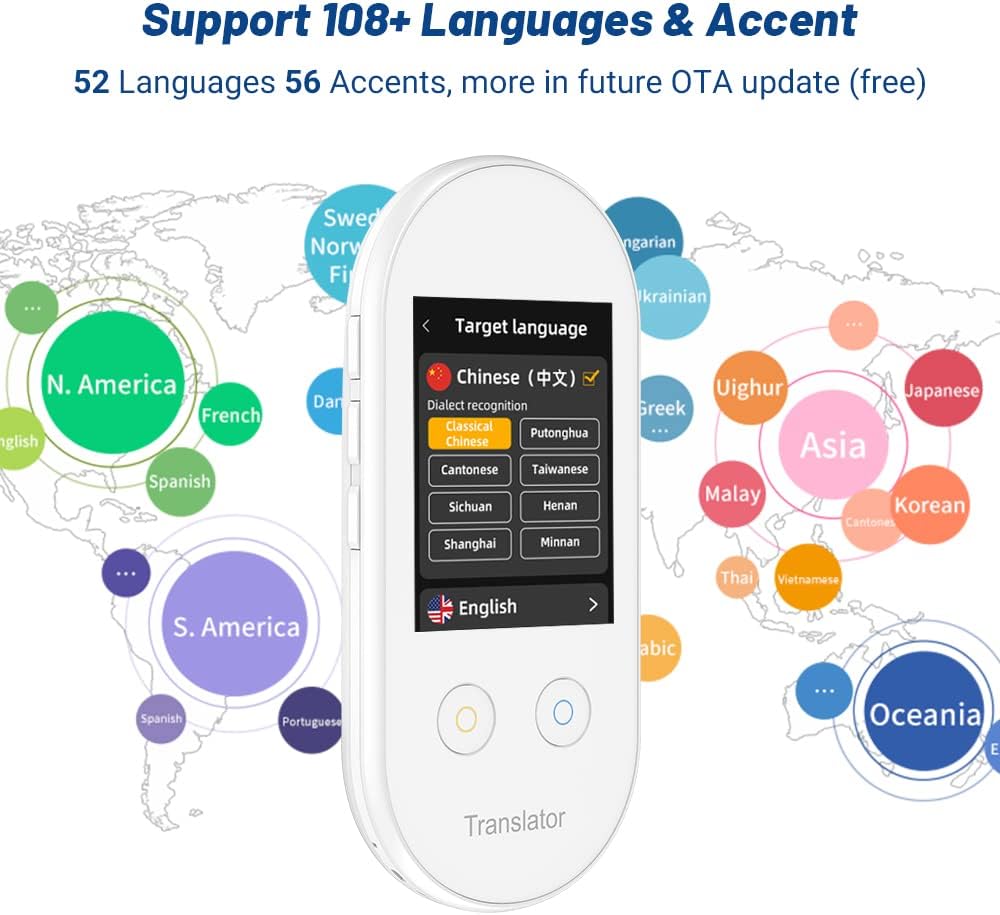 White AI Language Translator Device with Picture Translation 108 Languages Z790947