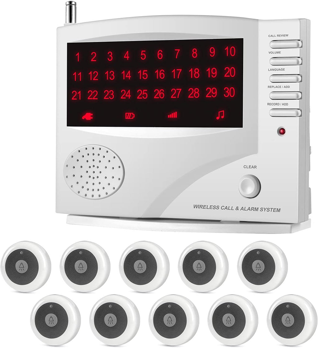 Wireless Calling System with 10 Waterproof Call Buttons and 1 Monitoring Unit J85509