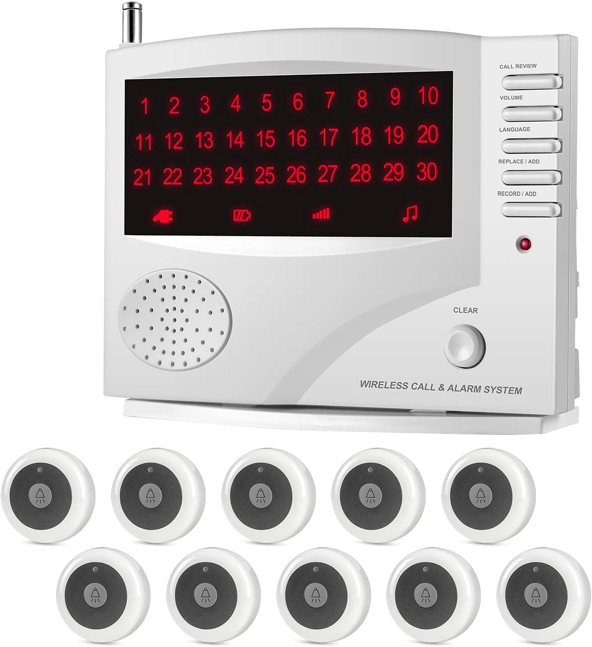Wireless Calling System with 10 Waterproof Call Buttons and 1 Monitoring Unit J85509