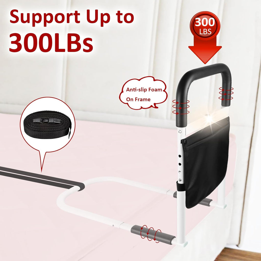 Adjustable Bed Rails with Motion Light Storage Pocket A340