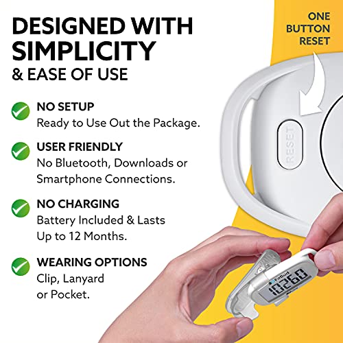Simple Step Counter Walking 3D Pedometer with Clip and Lanyard U19431