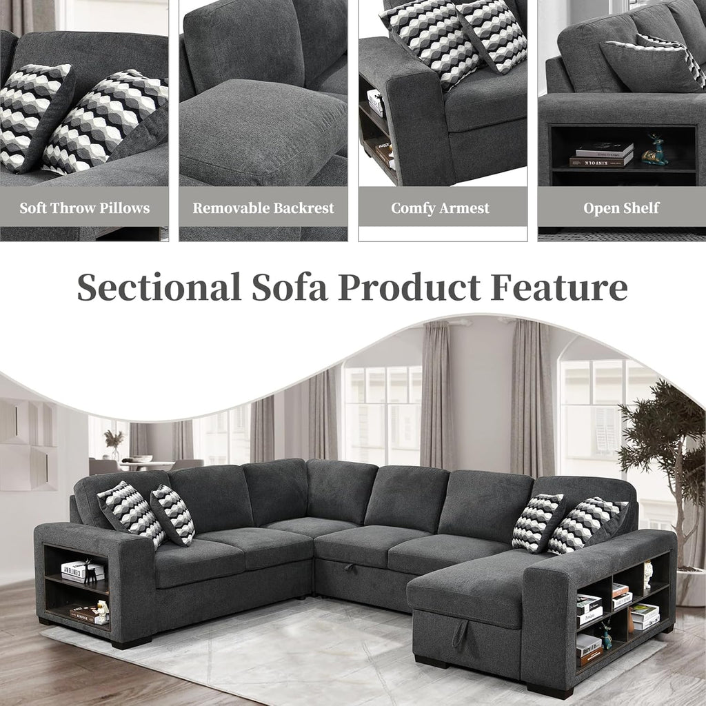 Grey Oversized Sectional Sofa with Storage G38922