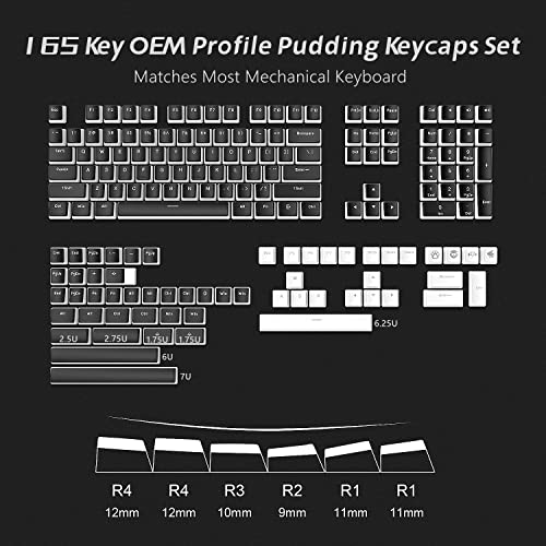 Black PBT Keycaps 165 Keys Set Q274