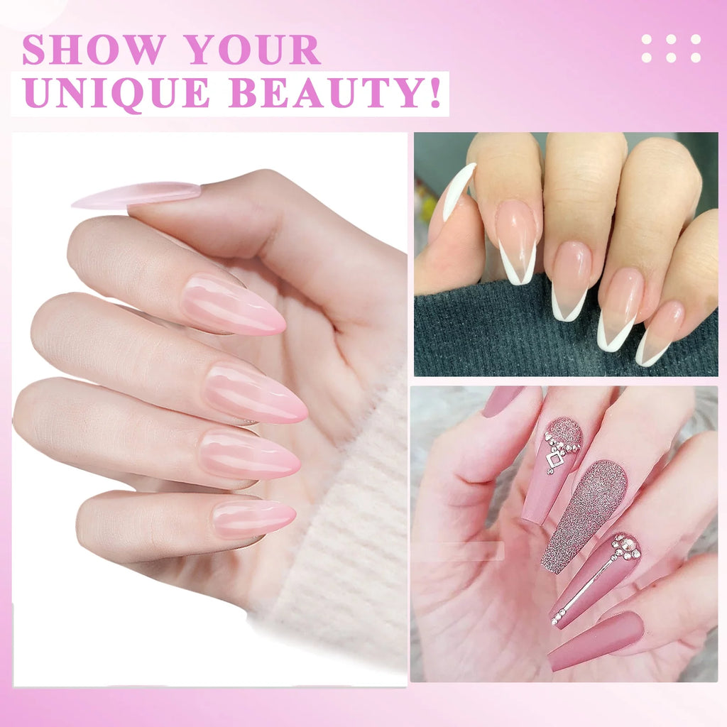6 Colors Poly Extension Gel Nail Kit with Nail Lamp T100