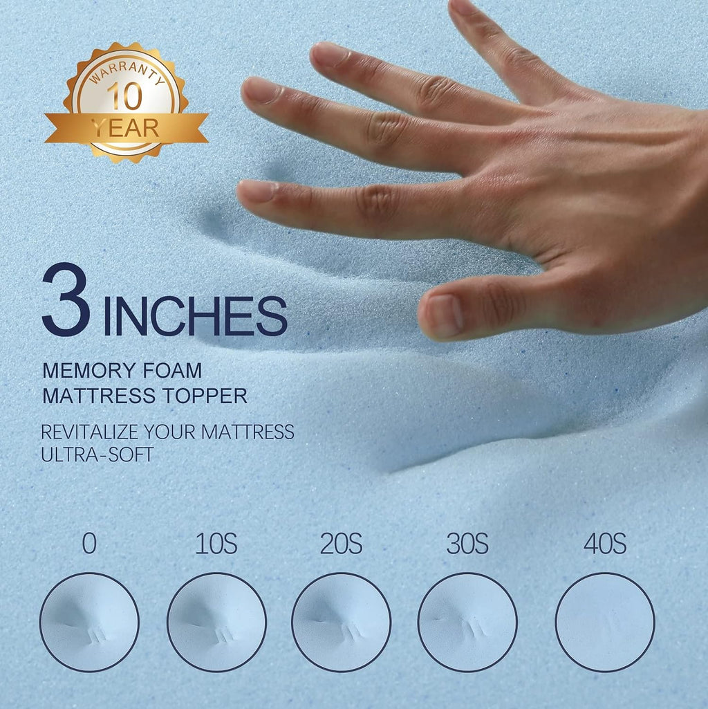 3 Inch Gel Memory Foam Mattress Topper California King Size with Bamboo Cover B997486