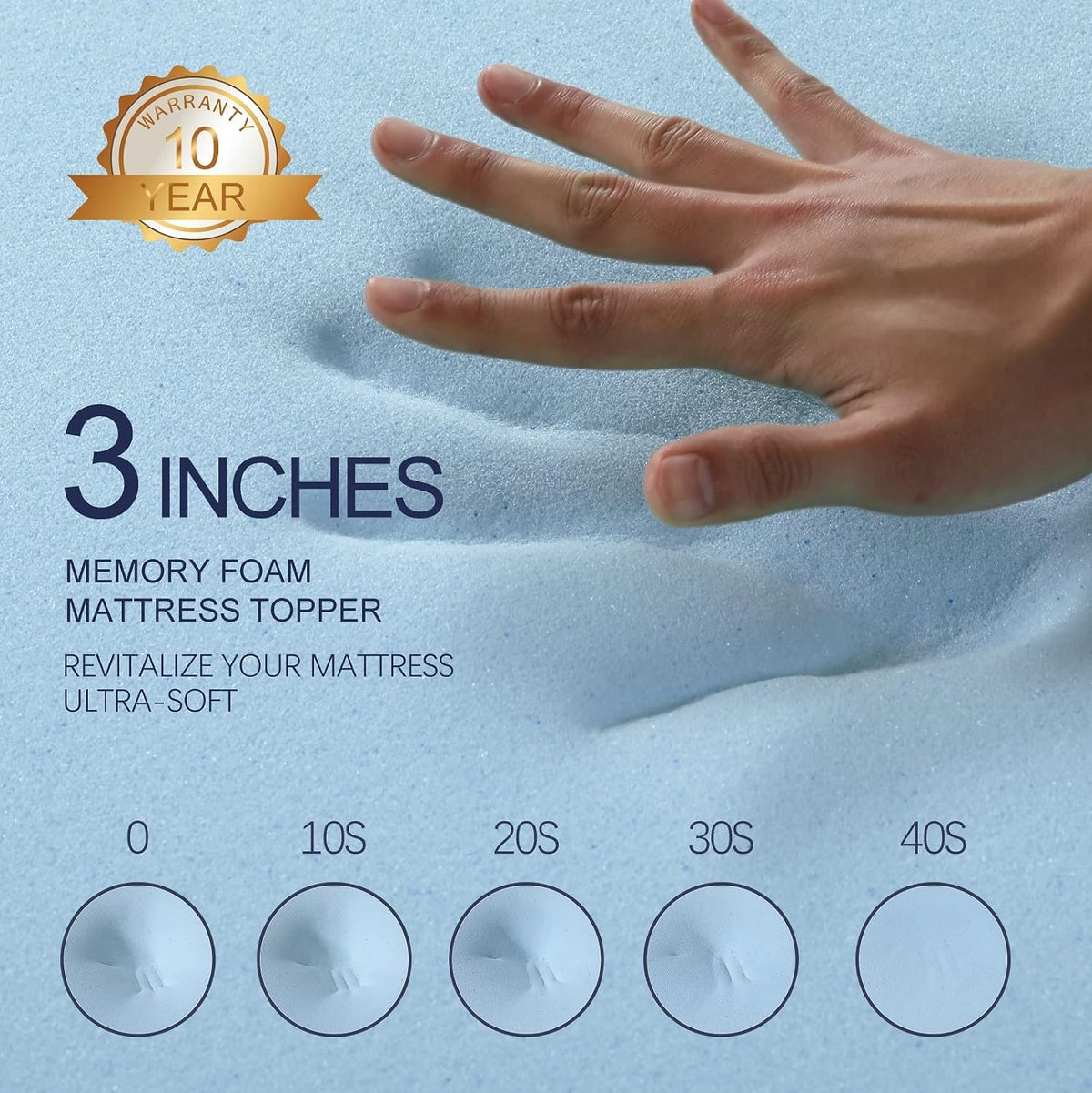 3 Inch Gel Memory Foam Mattress Topper California King Size with Bamboo Cover B997486