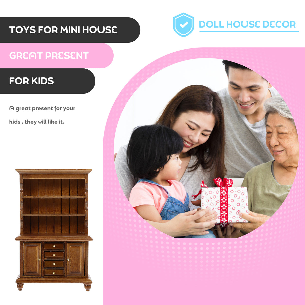 Walnut Color Miniature Bookcase Bookshelf K937