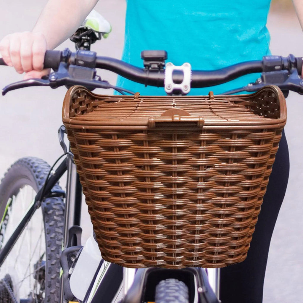 Woven Bike Basket with Lid W222424