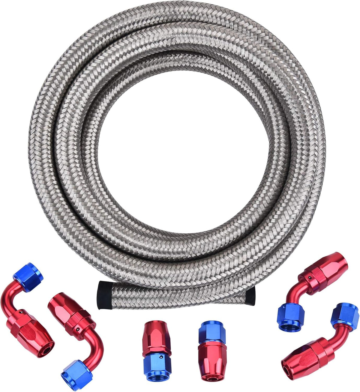 6AN Nylon Braided Fuel Hose Kit 10FT Black Pack of 2 J63007
