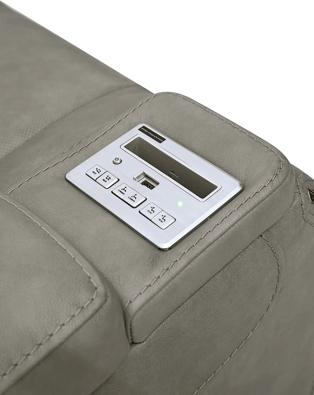Gray Leather Power Reclining Loveseat Q44221