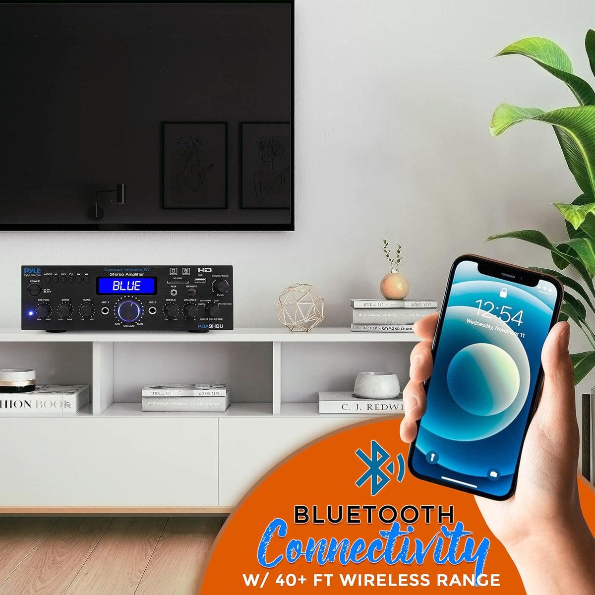 200 Watt Multi-Channel Wireless Bluetooth Home Stereo Amplifier G4998