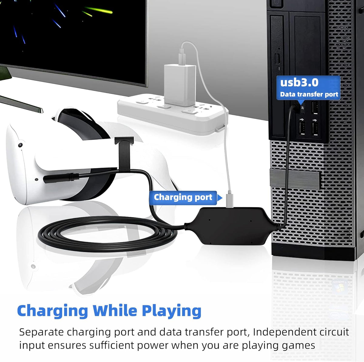 16FT USB 3.0 Type A to C Cable for VR Headset, Pack of 2 K508606